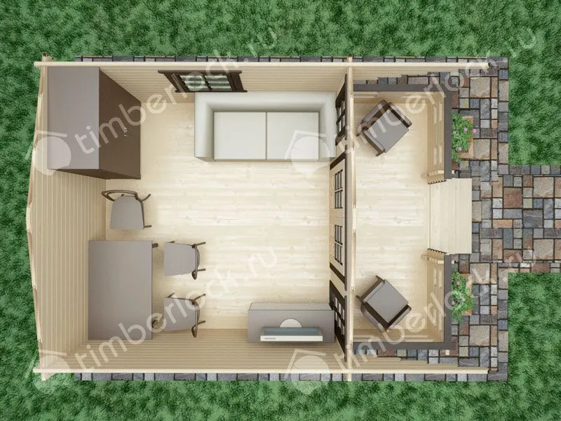 Садовый домик с верандой С-3838-3