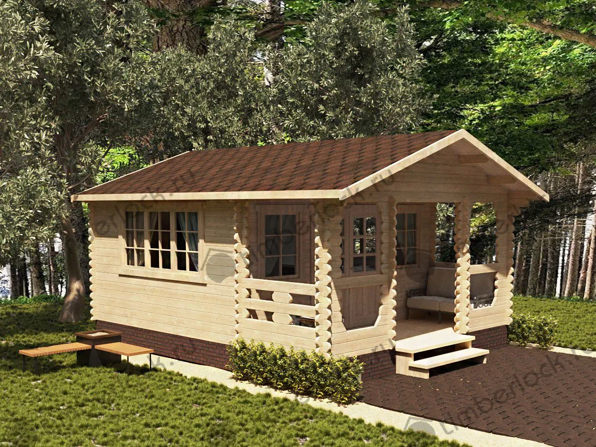 Садовый домик с верандой 4,5х6 (C-454-2)