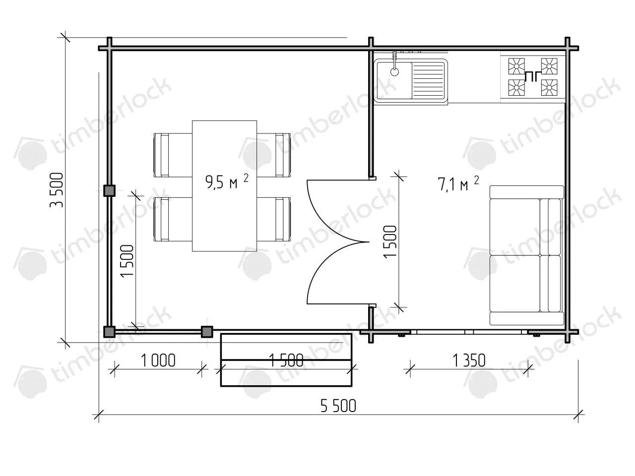 Садовый домик с террасой С-5535