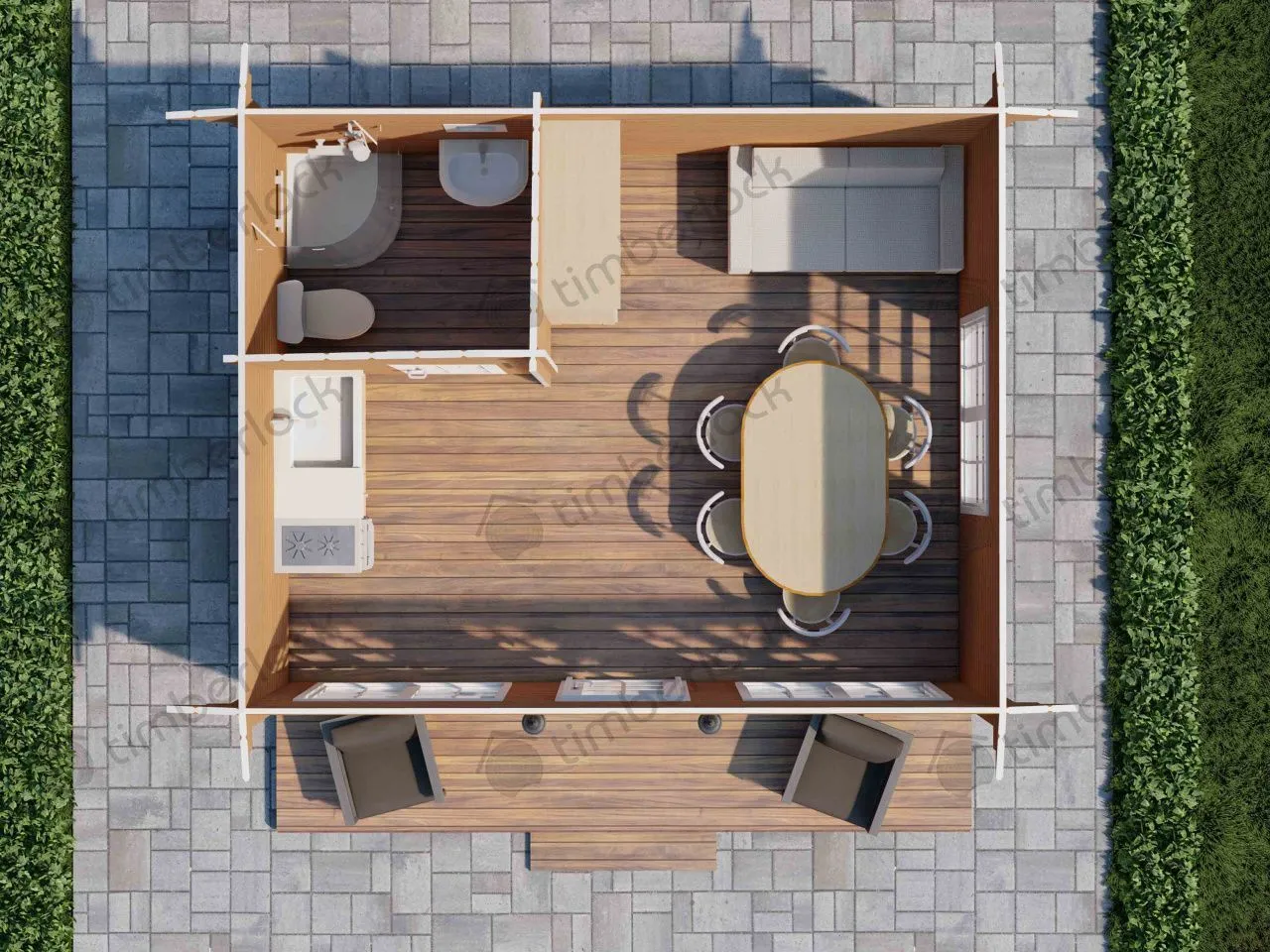 Садовый домик 5х4 с 4-скатной крышей С-54-2