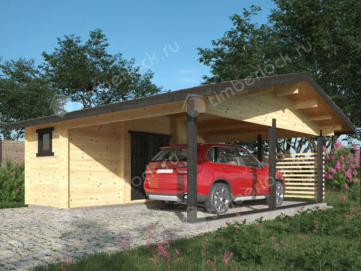 Деревянный навес для авто Н-66