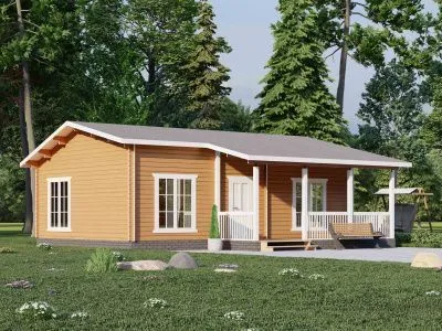 Дачный домик  9х6 с верандой Д-96