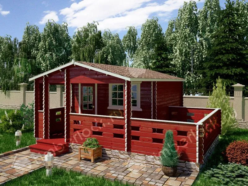 Дачный дом с верандой Д-44-1