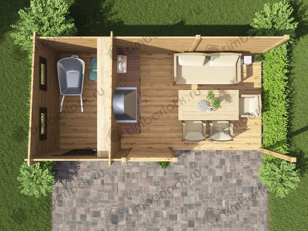 Беседка с хозблоком Б-63