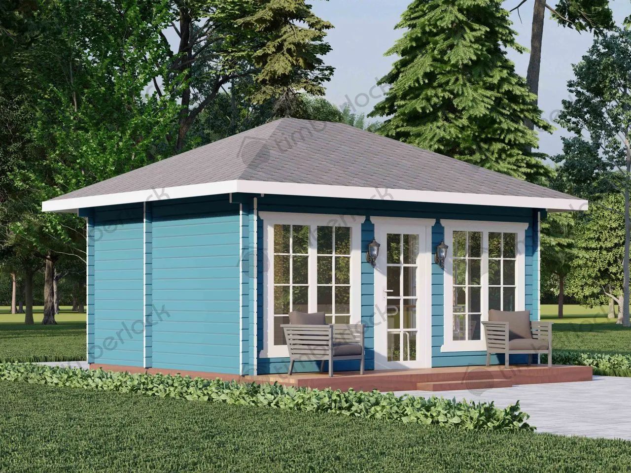 Садовый домик 5х4 с 4-скатной крышей С-54-2