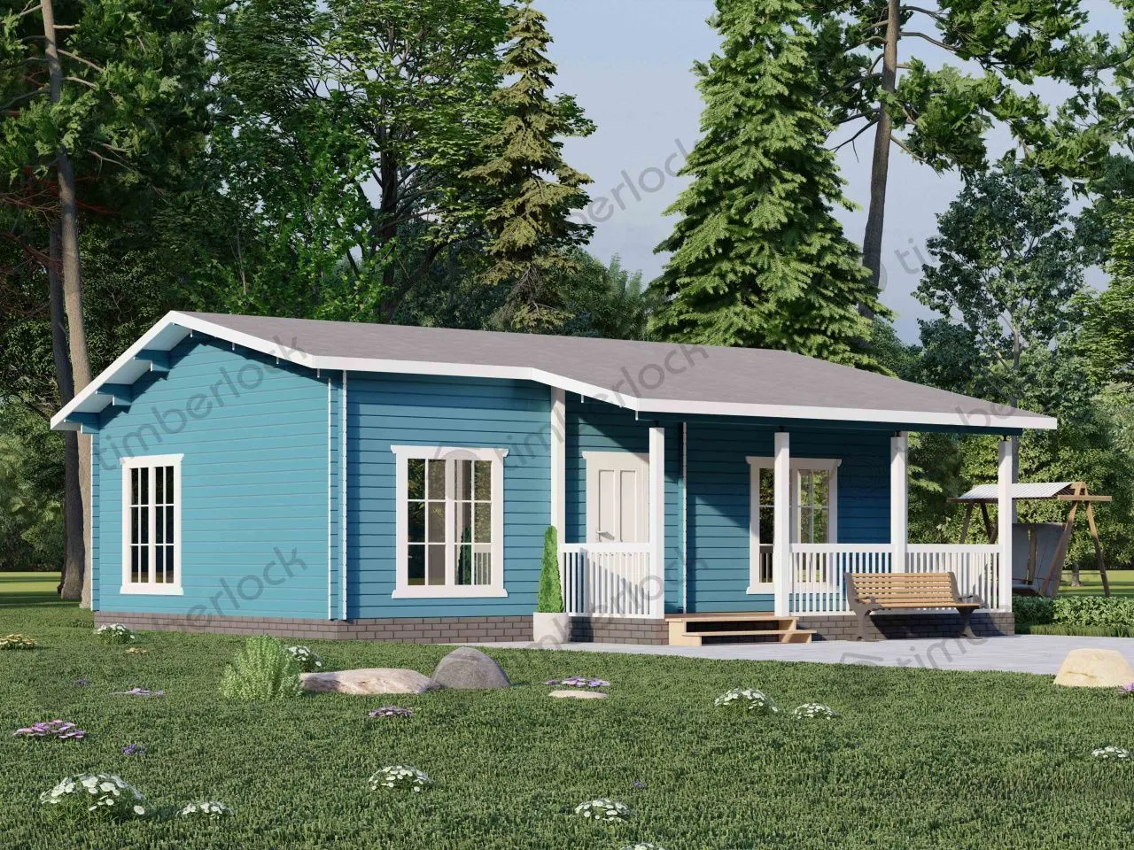 Дачный домик  9х6 с верандой Д-96