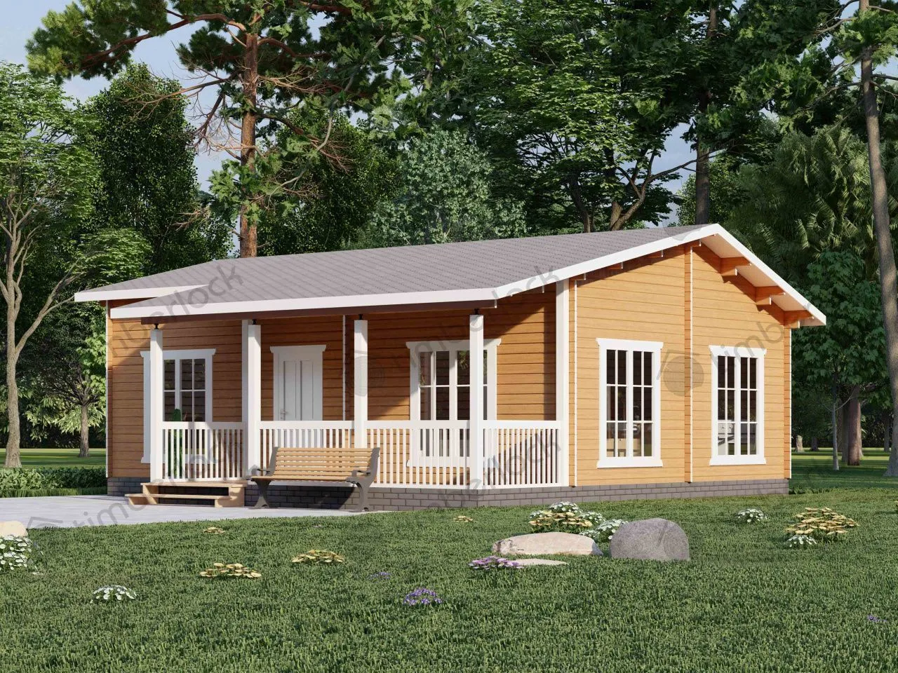 Дачный домик  9х6 с верандой Д-96